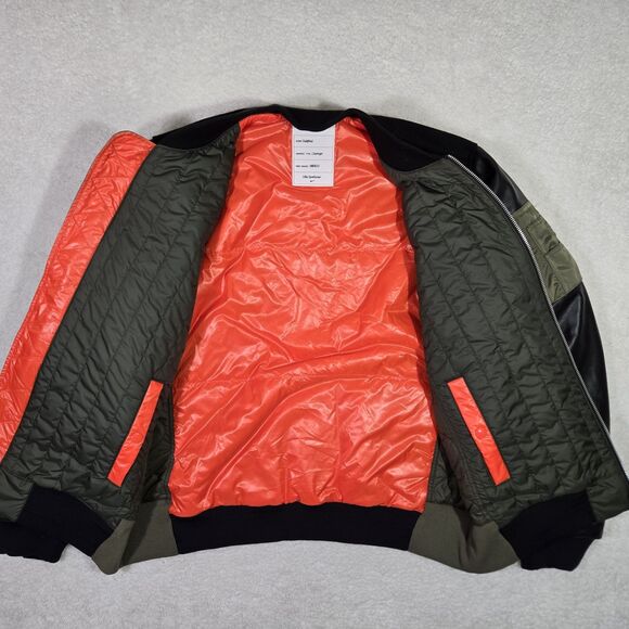 $500 Nike Leather Wool Varsity Bomber Jacket DD6773-010 Black Olive Mens XL - Picture 8 of 10